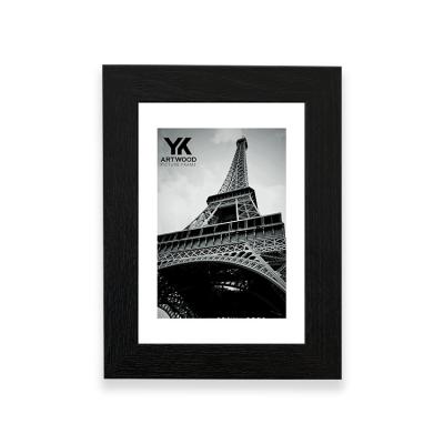 China 4x6inch wooden picture frames with high definition glass, 3x5 pictured display with mat or 4x6 without mat, display pictured photo frame for sale