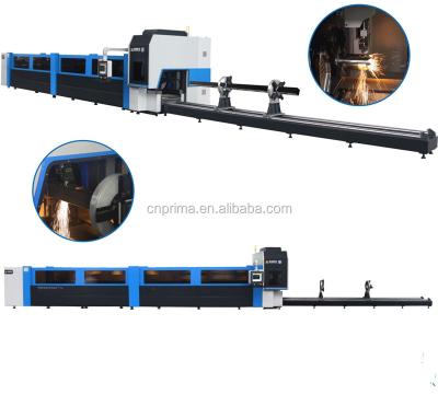 China Laser CUTTING Metal Tube Fiber Laser Cutting Machine CNC Tube Pipe Cutter Length 6m Laser Power 3kw Te koop