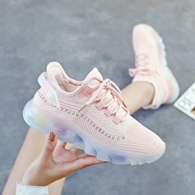 China Lightweight Breathable New Style Ladies Girls Fashion Sports Sneakers Women Knitting Lace Up Shoes for sale