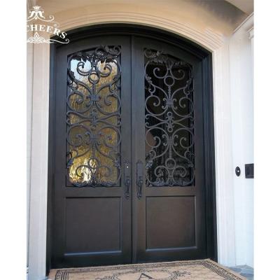 China Waterproof Main Entry Doors Wrought Iron French Doors Wrought Iron Main Front Doors for sale