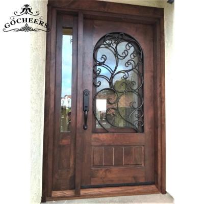 China Waterproof Wood Door Entry Wrought Iron Door Front Entry Solid Wood Interior Wood Doors for sale