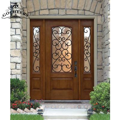 China Modern Interior Wooden Door Solid Wood Design Iron Door Waterproof Wrought Iron Wooden Door for sale