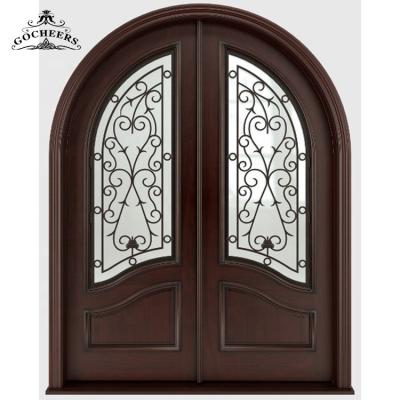 China Interior Door Waterproof Wood Front Wrought Iron Design Iron Door Modern Iron Solid Wood Wooden Door for sale