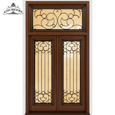 China Waterproof Wrought Iron Front Entry Doors Iron Solid Wood Door Outside Front Iron Wood Door for sale