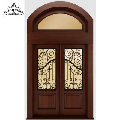 China Modern Solid Wood Front Entry Iron Door Wrought Iron Interior Door Iron Wood Modern Wooden Door for sale