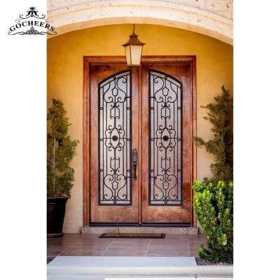 China Entry Design Wrought Iron Door Modern Wooden Door Waterproof Exterior Main Wooden Door Entry Design Wood Doors for sale