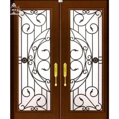 China Wrought Iron Door Entry Door Design Front Entry Design Front Iron Waterproof Solid Wood Wooden Doors for sale