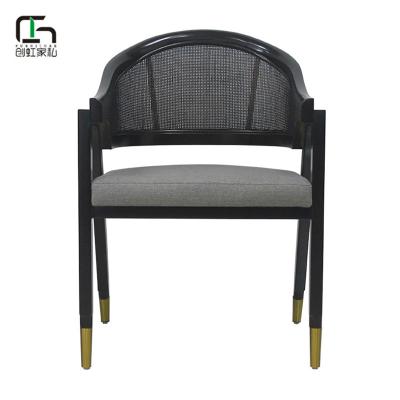 China High Quality Comfortable and Durable Custom Wood Leg Chair Metal Rattan Armchair Factory Dining Room for sale