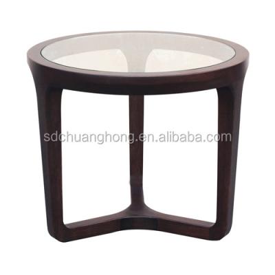 China Cheap and durable hotel glass top coffee table/bedroom side table/living room corner table in wood and glass top CH-CT-A001 for sale