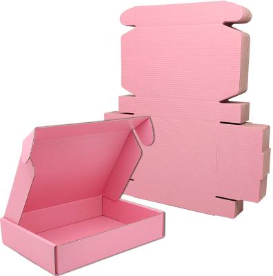 China Recyclable Custom Mailing Corrugated Logo Pink Cardboard Paper Cartons Announcement Box Wedding Clothes Gift Box Packaging for sale