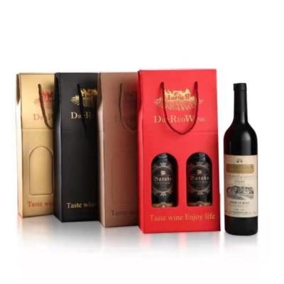 China Recyclable Wholesale Custom Printed Gift Whiskey Red Wine Corrugated Paper Packaging Bag With Rope Handle for sale