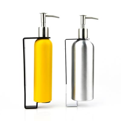 China Free Standing Wall Mounted Aluminum Liquid Soap Dispenser Double Touch Hand Wash Support Shampoo Bottle Hotel Home Bathroom Liquid Soap Dispenser for sale