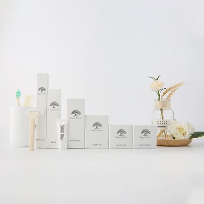 China Airline/Hotel/Travel/Hospital Accessories Set FSC Luxury Disposable Biodegradable Paper Packaging Organic Paper Set Amenities for sale