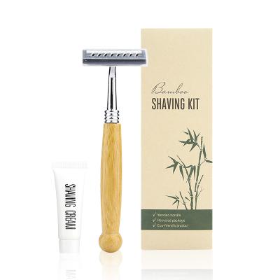 China Home Hotel Spa OEM Private Label Cheap Luxury Disposable Disposable Travel Bamboo Razor For Guest Hotel Shaving Kit for sale