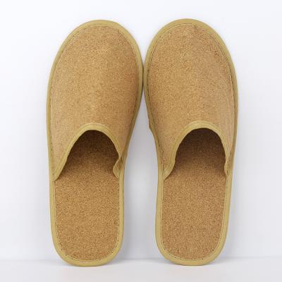 China Design Soft Personalized Disposable Cork Open Toe Bedroom Guest Use Hotel Eco Friendly Biodegradable Slippers for sale