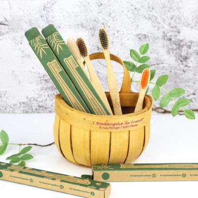 China Design disposable custom packaging with logo ECO hotel bamboo cheap adult biodegradable toothbrush for sale