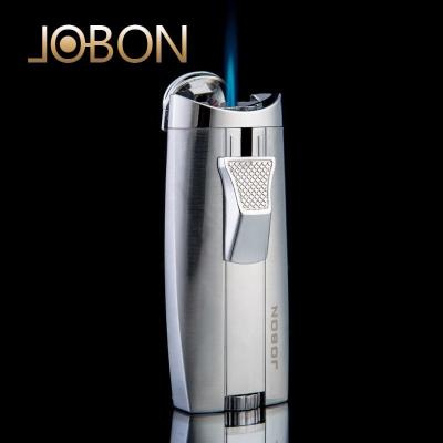 China Wholesale Custom Logo Double Jet Flames Metal Butane Gas Cigarette Cigar Smoke Refill JOBON Gas Lighter Torch Lighter Stylish for sale