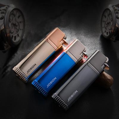 China Gas Lighter Refill JOBON Cigar Cigarette Customized Wholesale Dual Gas Flint Lighter Refillable Jet Flame Custom Logo Butane for sale