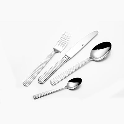 China Viable Western Style Silver Spoon Fork Knife 5pcs Utensil Stainless Steel Flatware Dinnerware Cutlery Sets for sale