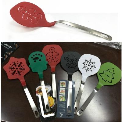 China Christmas Gift Sustainable Kitchen Tools Nylon Stainless Steel Kitchen Accessories Spatula Turner Baking Tool for sale