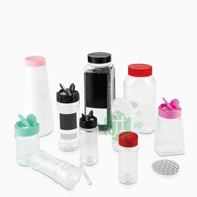 China Sustainable Food Grade Plastic Seasonsing Shaker Bottle, Plastic Pepper Container With Shake Lid, Clear PET Plastic Spice Jar for sale