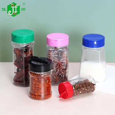 China Free Sample PET 100ml Salt Shaker Empty Plastic Spice Bottles Food Clear Plastic Spice Jar for sale