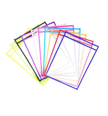 China 10 Color PVC Heavy Duty Clear Dry Erase Ticket Holder Pouch Sleeve For Kids Home School Study QY1238 for sale