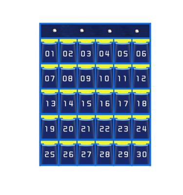 China Viable 30 Pockets Numbered Pocket Chart Cell Phone Organizer Hanging Phone Holder Storage Bag For Classroom Calculator for sale