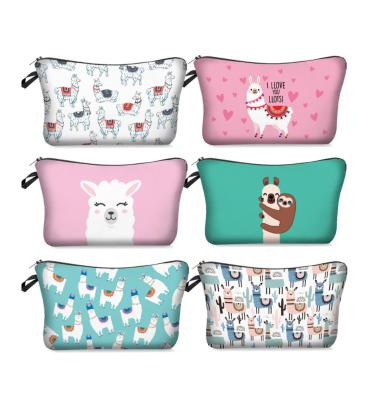 China Fashion Llama Digital Printing Makeup Pouch Bag Cosmetic Organizer Storage Bag for sale