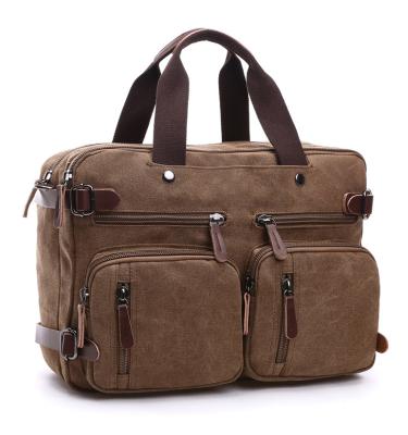 China 16 Ounce Fashion Vintage Canvas Backpack Travel Backpack Multifunctional Business Briefcase Convertible Messenger Bag for sale