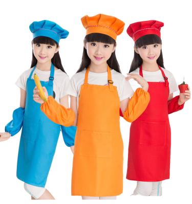 China Custom Logo Polyester Cleaning Adjustable Children's Painting Apron For Kids Drawing Cooking Baking for sale