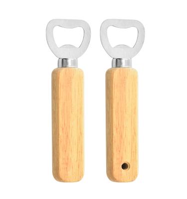 China Easy Carry Heavy Duty Stainless Steel Handle Bottle Opener Wooden Beer Bottle Opener With Wooden Handle for sale