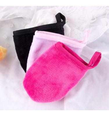 China Hot Sale Microfiber Makeup Remover Gloves Face Cleaning Gloves Sleeve Reusable Facial Cloth QY164 for sale