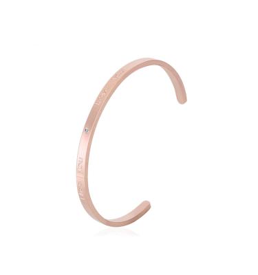 China Fashion CLASSIC Miss You Love You Rose Gold Stainless Steel C Shape Cuff Bracelet For Women Girls for sale