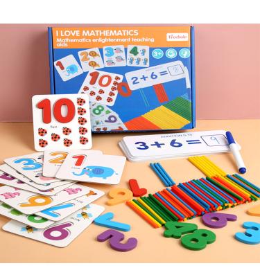 China Kids Math Wooden See And Match Learning Wooden Numbers Sight Addition And Subtraction Sticks Puzzles Toys QY849 for sale