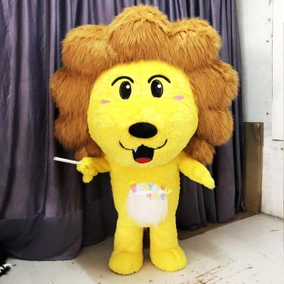 China Cute Yellow Lion Inflatable Mascot Party Stuffed Animal Costume For Adults for sale