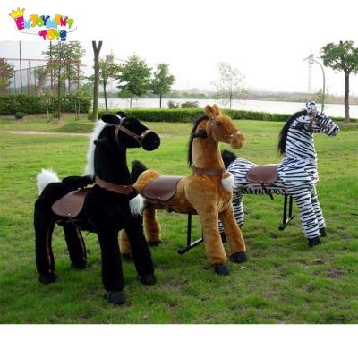 China Optional Hot Sale EN71 Wheels Standing Mechanical Horse Toy Horse Ride On Toys For Rental for sale