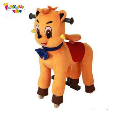 China CE Optional Large Mechanical Toy Horses Wooden Wheels Pleasure Rocking Horse For Kids For Sale for sale