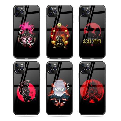 China Anti-drop Anime Phone Case For iPhone 12 11 X XR SE2020 DBZ Printing Mobile Phone Cases Tempered Glass Glossy Mobile Cover for sale