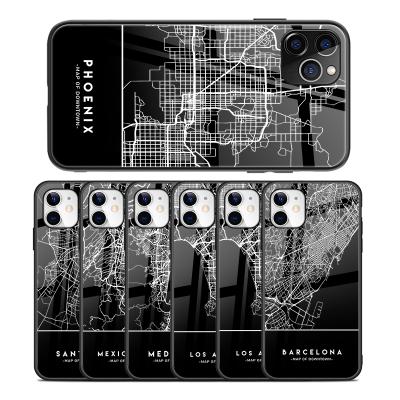 China Customized Glossy Copy Design Phone Case Shockproof For iPhone 12 12 mini 12 pro Max Hard Plastic City Map mobile cover for sale