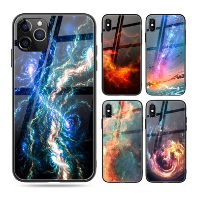 China Anti-drop UV Galaxy Nebula Space Print Phone Case For iPhone 12 11 7 8 XS XR Soft Glass Plastic Hard Mobile Cover for sale