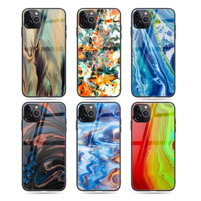 China Fashion Universal Shockproof Liquid Liquid Design Smooth Scratchproof Hard Glass Phone Case For iPhone 12 11 7 8 X XR Accessories for sale