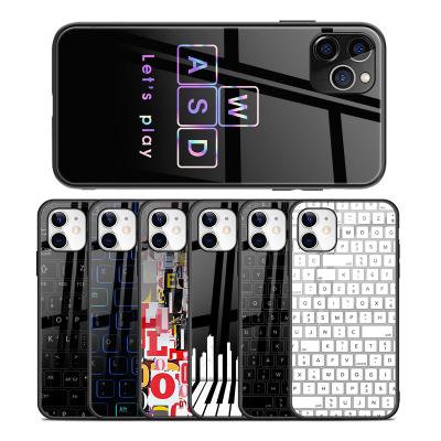 China Shockproof Black Keyboard Phone Case Print For iPhone 12 11 X XR 7 Cover 8; Hard Scratch-Proof Glossy Back Mobile Casing Glass for sale