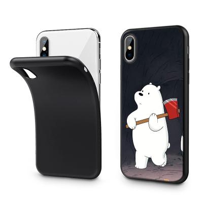 China Cute Anti-drop We Discover Bare Bears Matte Black Slim TPU Phone Case For iPhone 12 11 X XS XR Se Printing Mobile Cover for sale