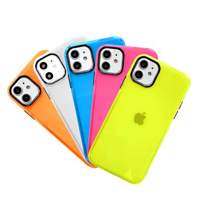 China Anti-drop For iPhone Neon Yellow Case, Soft Fluorescent Clear Shock Proof TPU Phone Case For iPhone 7 8 11 Pro Max Xr Xs Max for sale