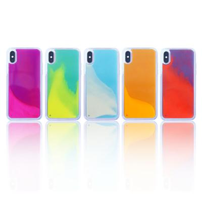 China Glow in the Dark Fashion Luminous TPU PC Phone Case for iPhone 12 XR XS 7 8 Max Plus Liquid Neon Quicksand 11 Mobile Phone Case for sale