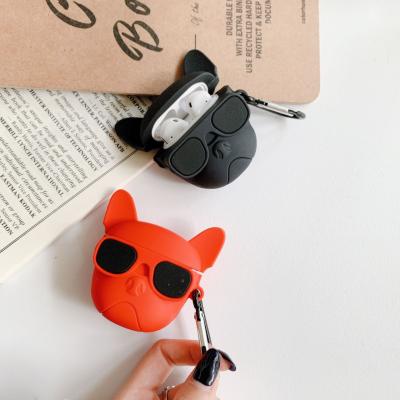 China Earphone Box with Protable Cute Lovely Hook Cartoon Dog Earphone Cover PVC Gel Earphone Case For AirPods 2 Pro Box Portable Hook for sale