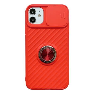 China Shockproof Lens Sliding Soft TPU Phone Case with Ring Holder Magnetic Bracket; for iPhone 6 7 8 X Xr 11Pro Max Mobile Cover for sale