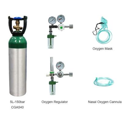 China DOT3AL oxygen cylinder standard medical aluminum oxygen gas cylinder with pin valve for sale for sale