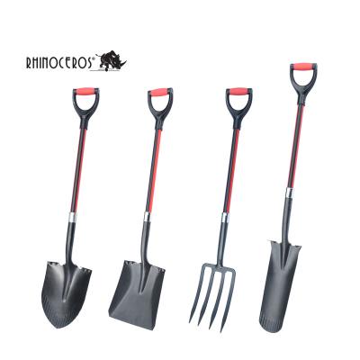 China Professional Durable Garden Shovel 33# Garden Tools, Outdoor Fiberglass Handle Carbon Steel Head Yard Garden Digging Planting Spade Shovel for sale